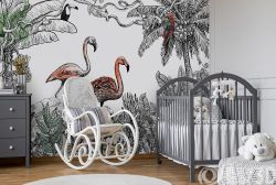 Фламинго с яркими акцентами 400x250 см