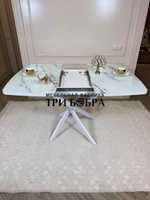 Кухонный раздвижной стол "Танго", белый мрамор