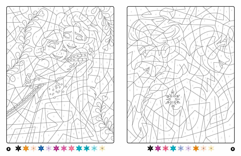 Hachette/ раскраска по номерам/ LA REINE DES NEIGES - Coloriages Magiques - Mystères - Disney