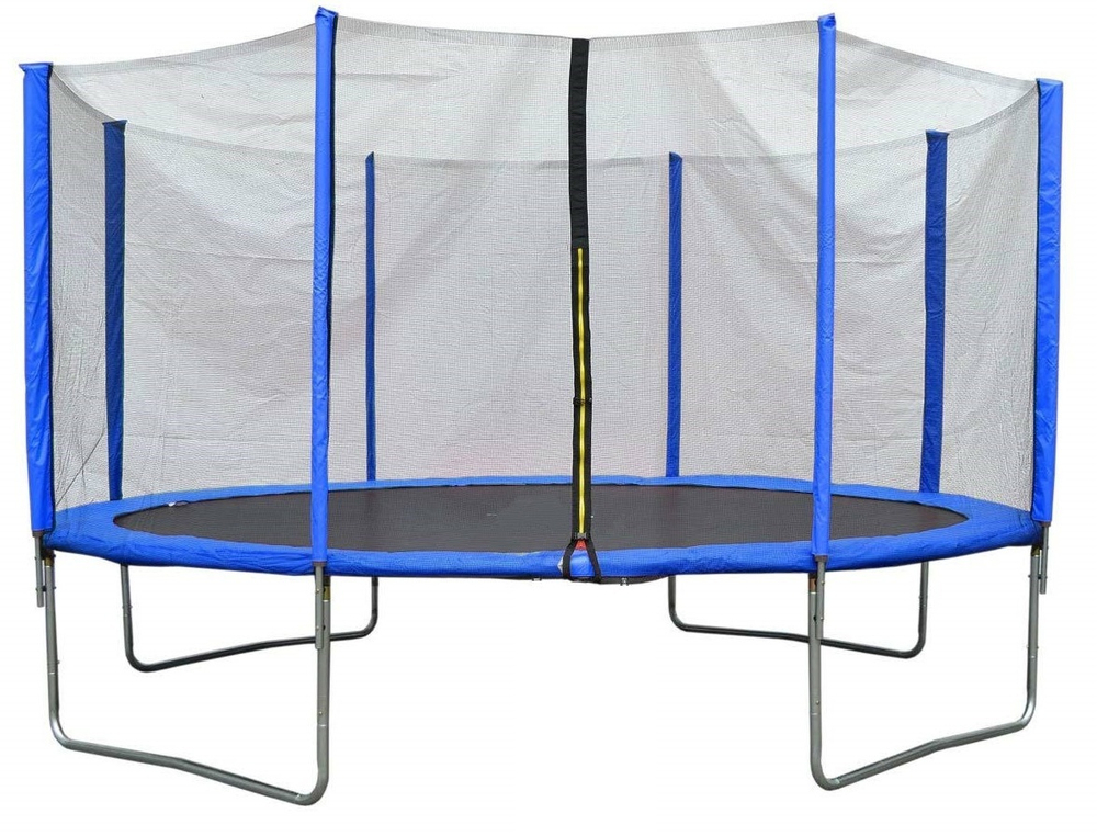 Батут с лестницей и внешней сеткой 360 см синий