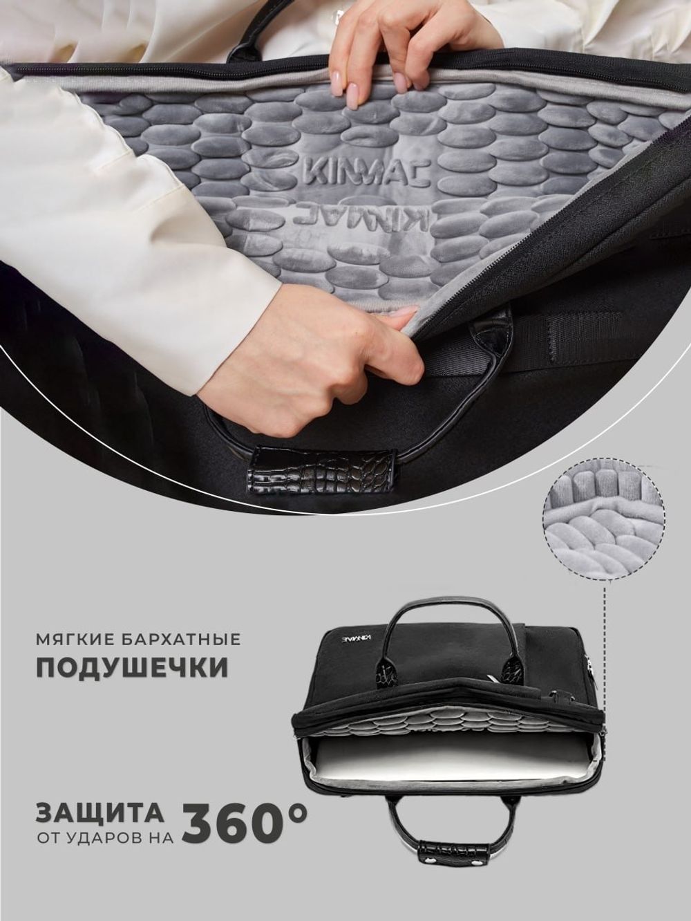 Сумка для ноутбука 15,6" и 17" с ремнем на плечо c функциональным дополнительным отделением (Черный)