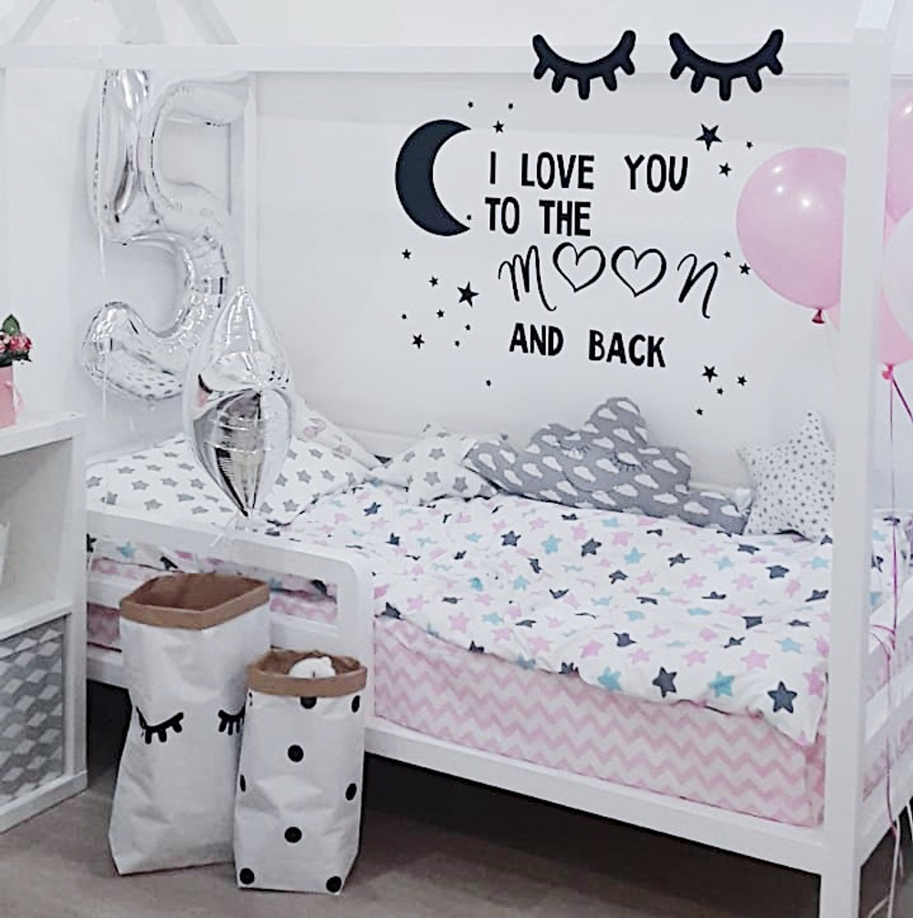 Надпись на стену  I/WE love you to the moon and back