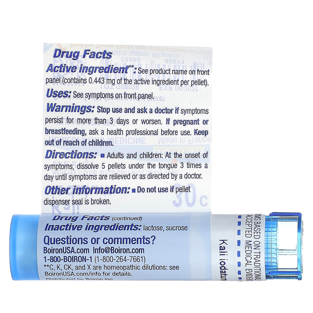 Boiron, Kali Iodatum, 30C, обезболивающее, прибл. 80 гранул