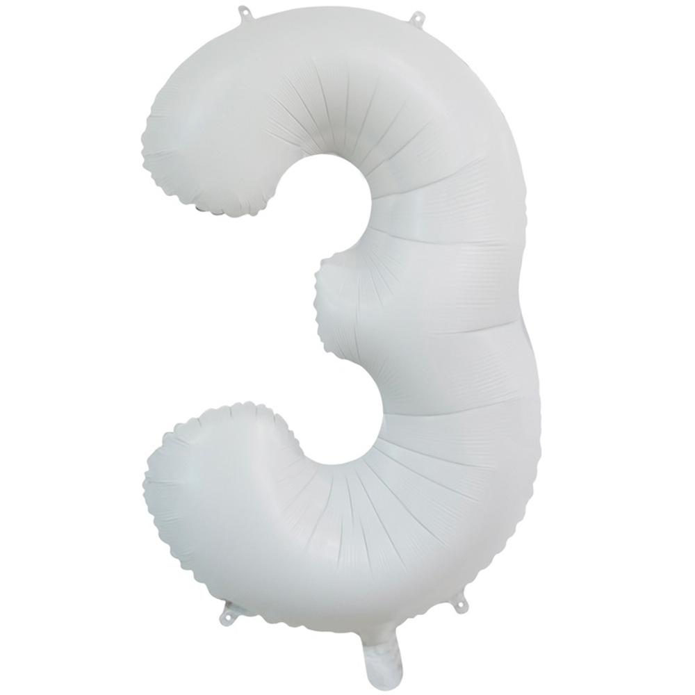 Шар фольгированный Цифра 3 66 см (Белый)