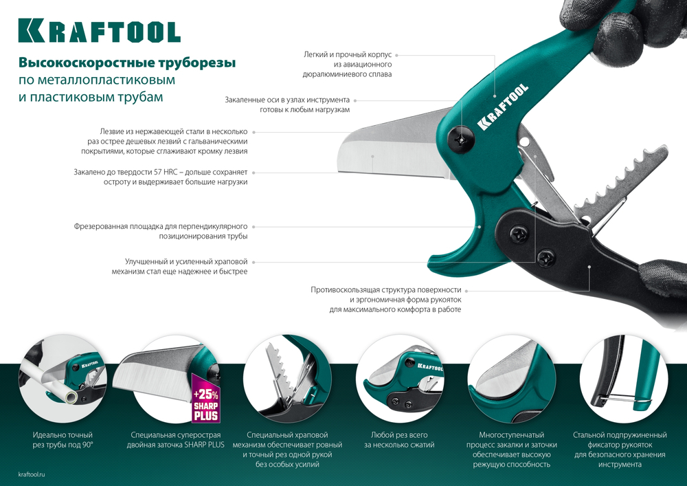 KRAFTOOL до 42 мм, высокоточный труборез по металлопластиковым и пластиковым трубам (23381-42)