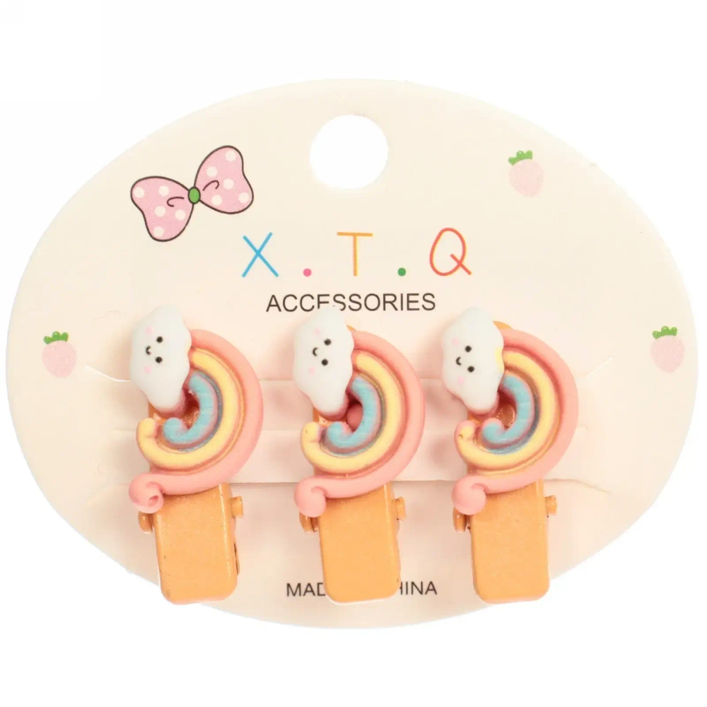 Зажимы для волос детские 3шт «Mini lady», облачки, 6*5см