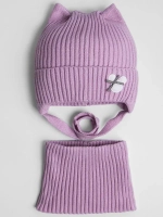 Шапка и снуд для девочки с ушками на завязках