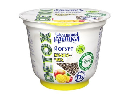 Йогурт "DETOX" Манго-Чиа D3 2% 230г. Бабушкина крынка