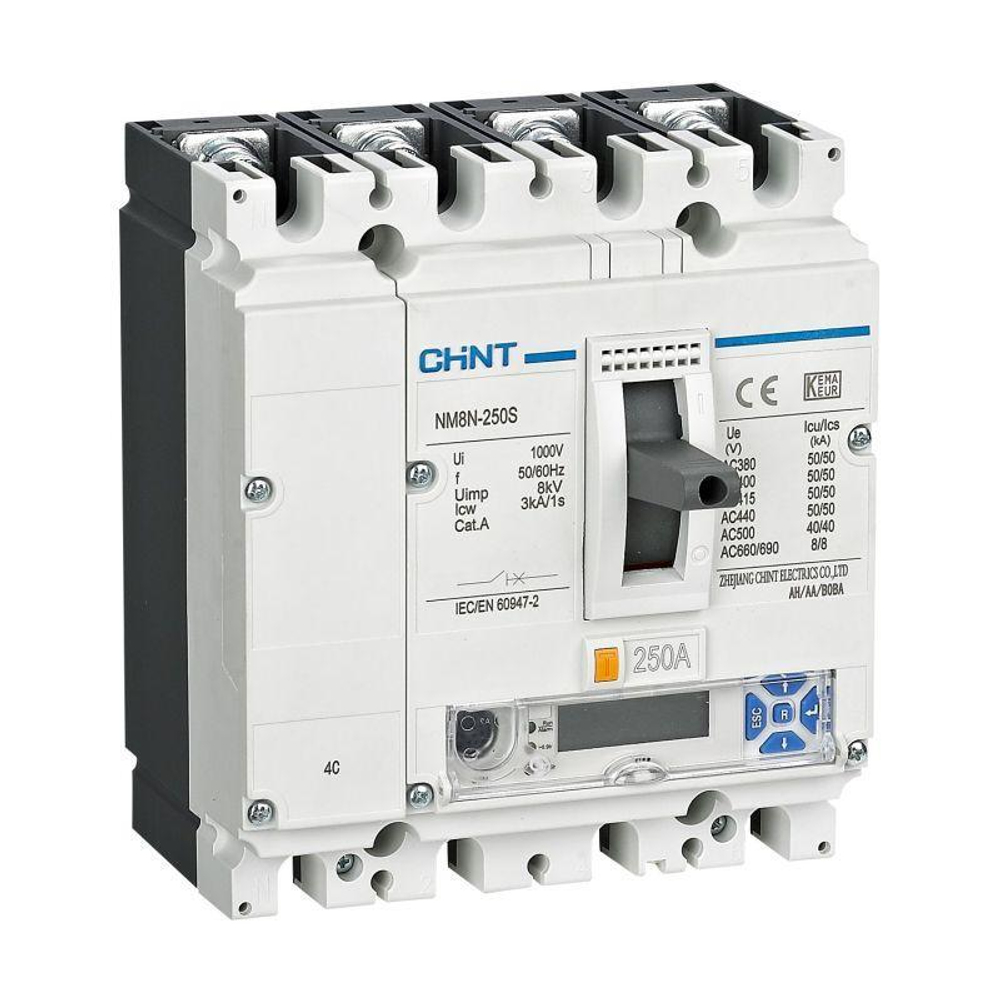 Выключатель автоматический 4п 250А 70кА NM8N-250Q EM с электрон. расцеп. LCD (R) CHINT 271400