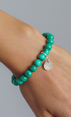 Браслет "Memo about Balance" из малахита 8 мм с подвеской