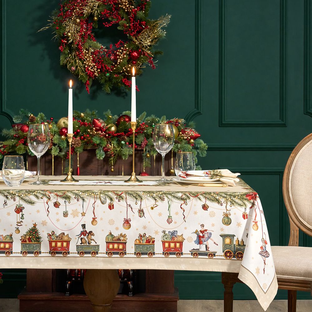 СКАТЕРТЬ "ЩЕЛКУНЧИК" 140Х180СМ БЕЖЕВЫЙ,100%ХЛОПОК , ТВИЛ