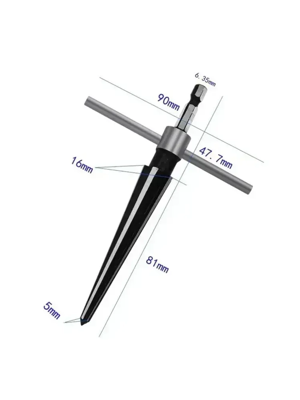 Фреза (Развертка, сверло) конусная по металлу 5-16мм шестигранный хвостовик + вороток
