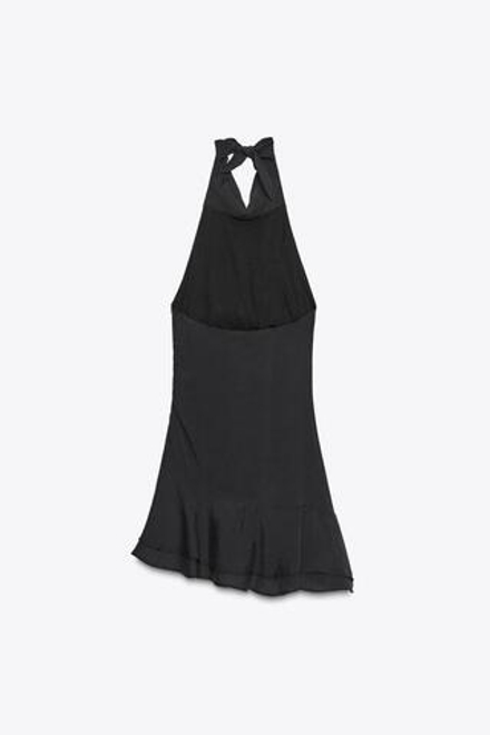 ZARA КОРОТКОЕ ПЛАТЬЕ ХАЛТЕР АСИММЕТРИЧНОГО КРОЯ, ЧЕРНЫЙ