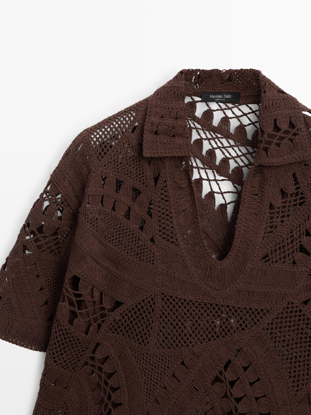 Massimo Dutti Поло из смесовой хлопковой ткани, коричневый