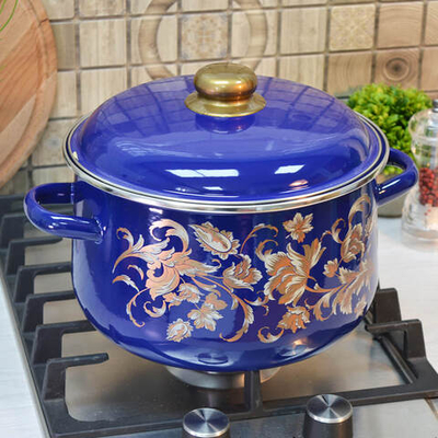 Кастрюля 5,5л коническая "Драгоценная" синяя