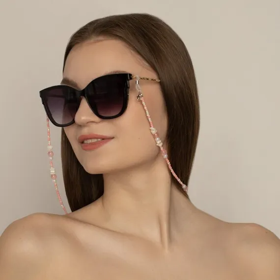 Цепочка для очков &quot;Бусинки&quot;, цвет бело-розовый, 70 см