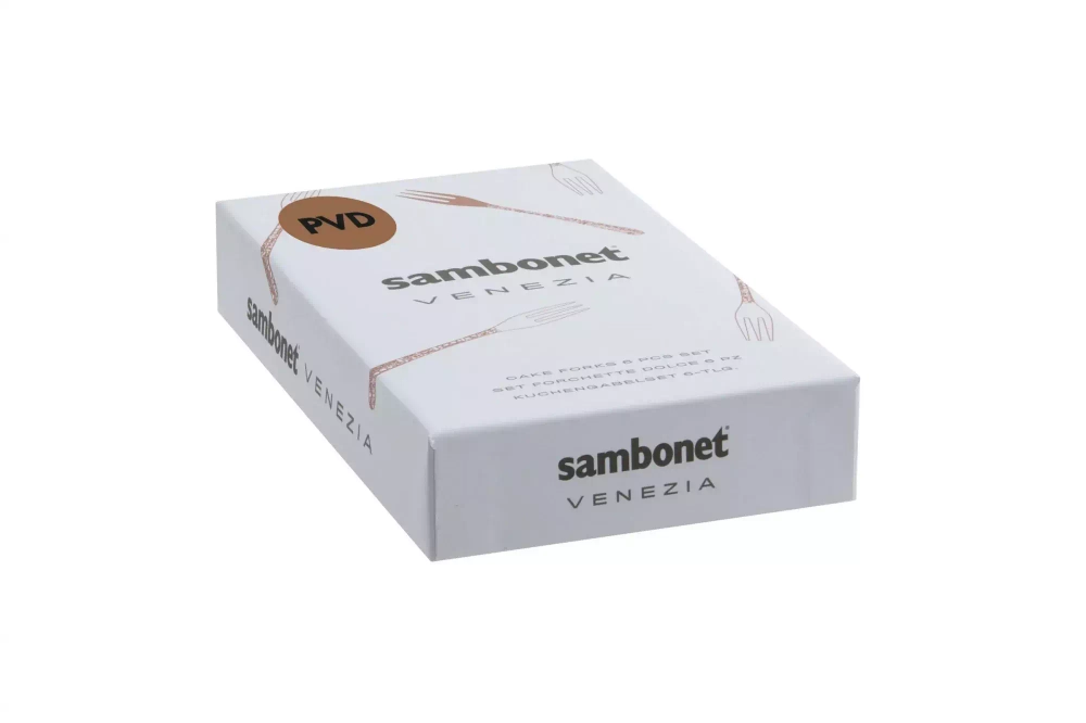 Sambonet - Набор из 6 вилок для торта Venezia PVD Gold / артикул   52765GA5  / GTIN 8014808402524