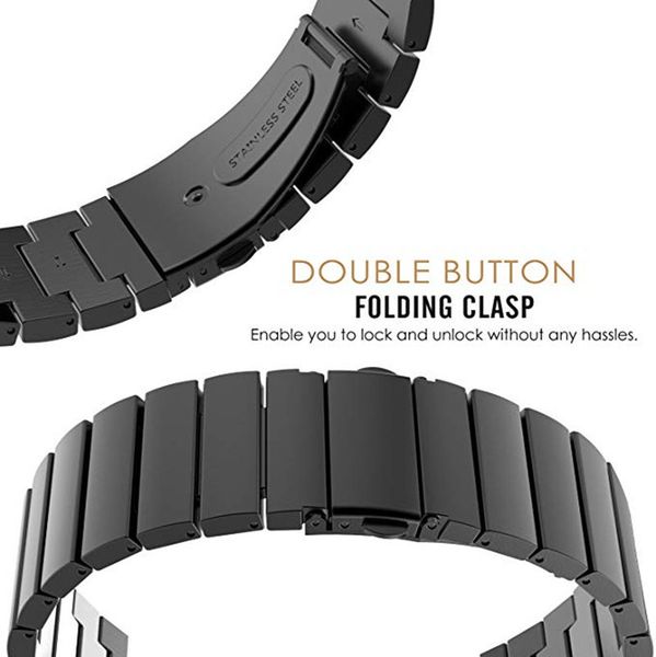 Блочный браслет Fohuas из нержавеющей стали для часов Samsung Galaxy Watch Active 2 (черный) 20мм