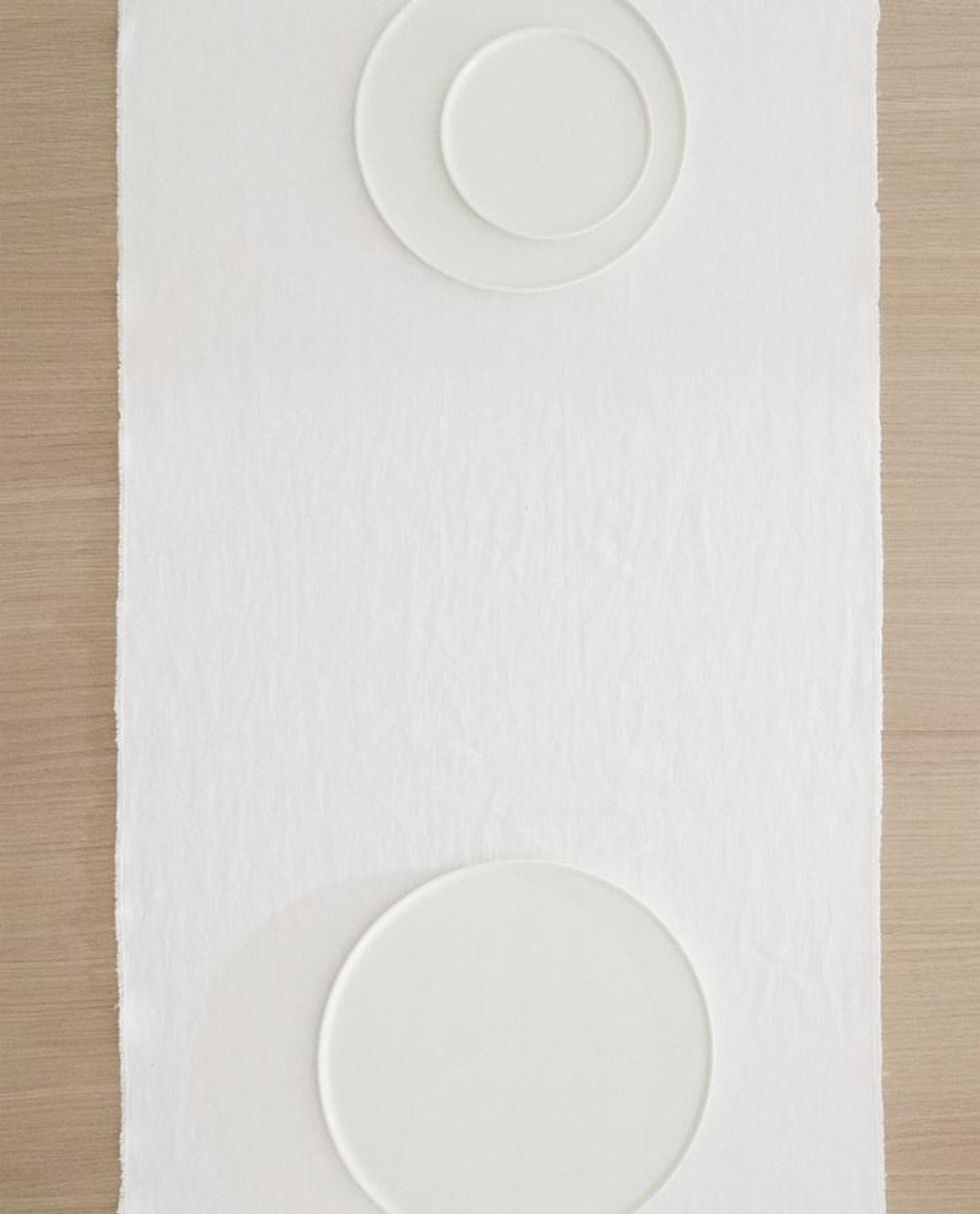 ZARA HOME СКАТЕРТЬ-ДОРОЖКА НА СТОЛ ИЗ СТИРАННОГО ЛЬНА, ЭКРЮ