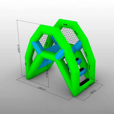 Надувная мини-лестница для бассейна из ПВХ, зелёный, 2,6*1,4*2,4 м
