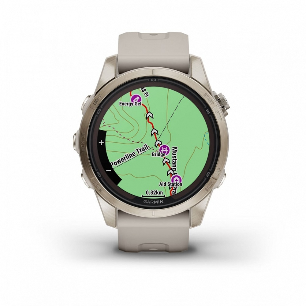 Смарт часы Fenix 7S Pro Sapphire Solar золотистый корпус со светло-песочным ремешком