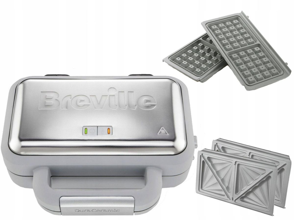Вафельница 2в1 Breville VST072X с доп. панелями для запекания сэндвичей 850 Вт, серый, темно-серый