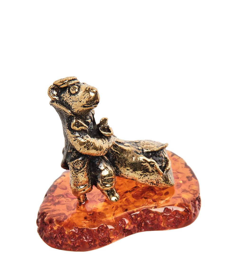 Народные промыслы AM-1117 Фигурка «Мышь Одессит» (латунь, янтарь)