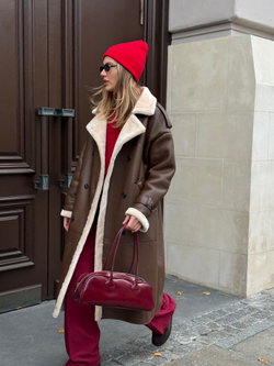 Дубленка миди шоколад