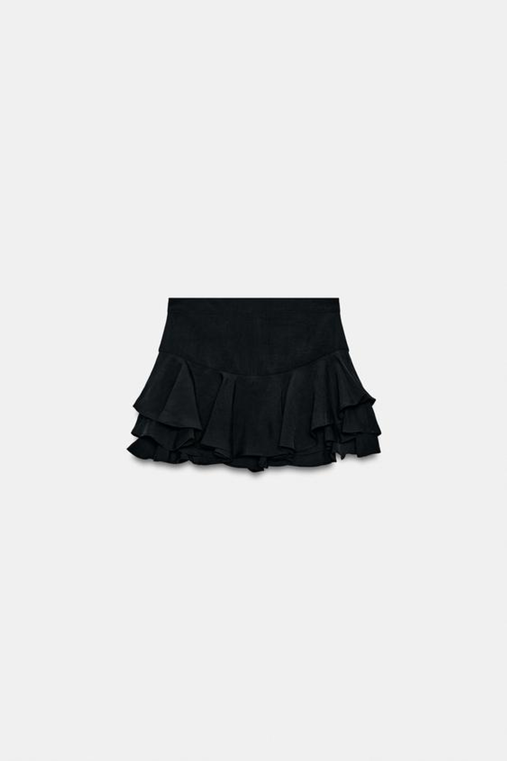 ZARA ШОРТЫ С ВОЛАНАМИ — ZW COLLECTION, ЧЕРНЫЙ