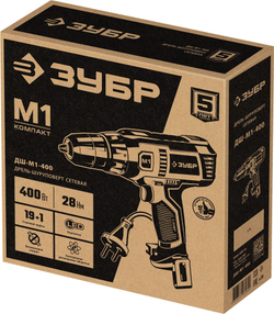 ЗУБР 400 Вт, 28 Н·м, сетевая дрель-шуруповерт (ДШ-М1-400)