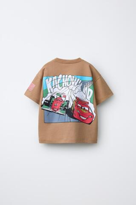 ZARA ФУТБОЛКА С ПРИНТОМ CARS © DISNEY, СВЕТЛО-КОРИЧНЕВЫЙ