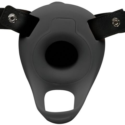 Черный полый страпон с вибрацией 2’’ Erection 28X Smooth Vibrating Silicone Penis Sheath (Цвет: черный)