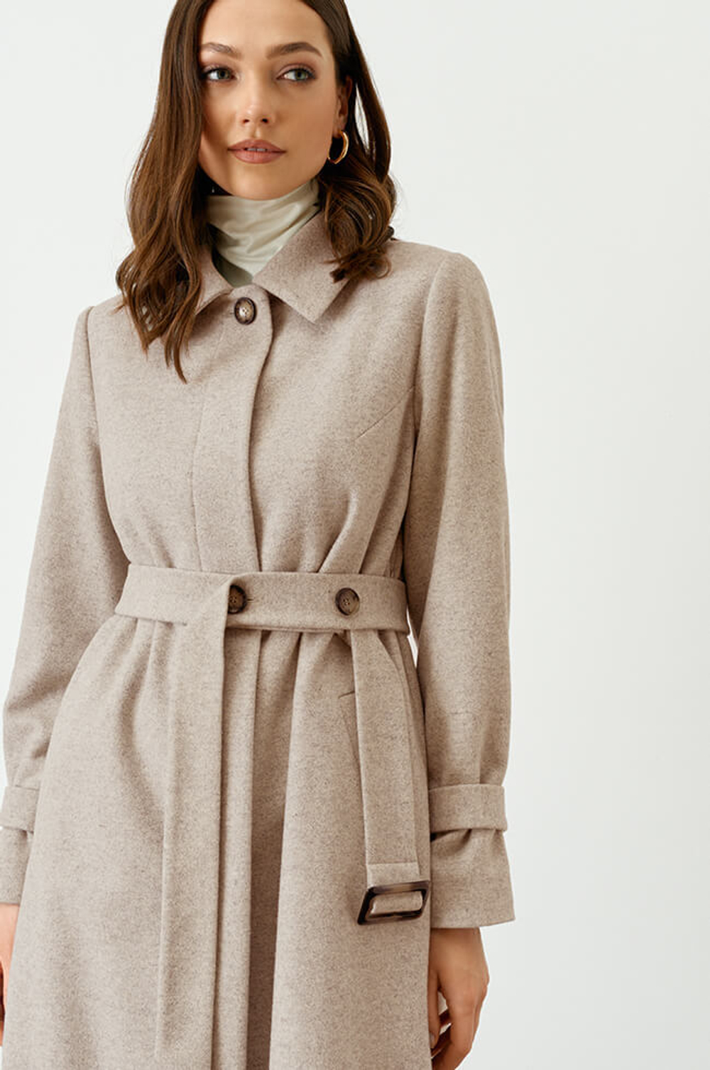 0092 Пальто женское (светло-бежевый)