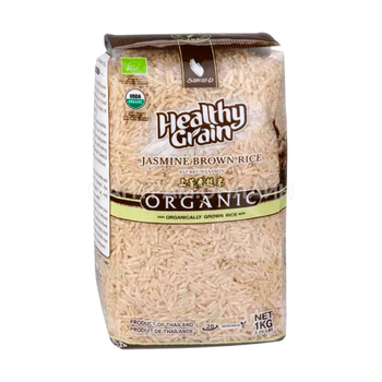 Рис Жасминовый коричневый органический Sawat-D Healthy Grain 1 кг (вакуумная упаковка)
