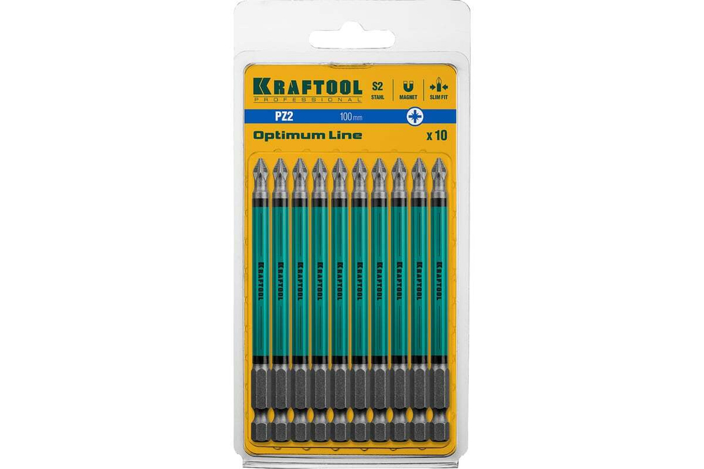 KRAFTOOL  OPTIMUM PZ 2, 100 мм, 10 шт, Биты (26124-2-100-10)