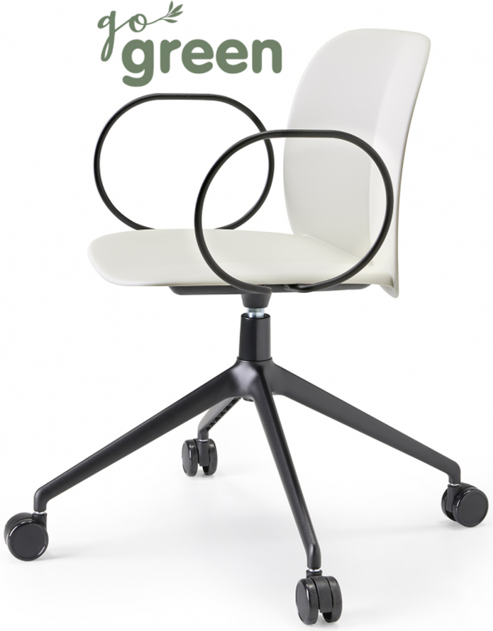 Кресло офисное пластиковое Scab Design Mentha Go Green, черный, лен