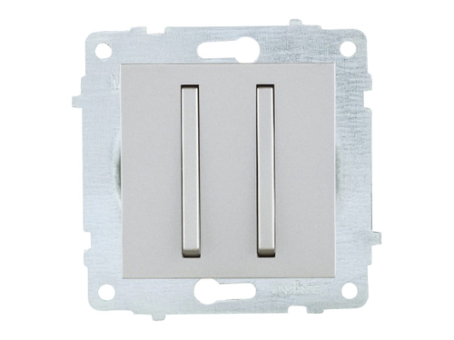 Выключатель 2-кл OVIVO 10А серебряный узкая клавиша 610-000210-202