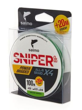 Леска плетёная Salmo Sniper BP ALL R BRAID х4 Grass Green 120 м, 0,13 мм