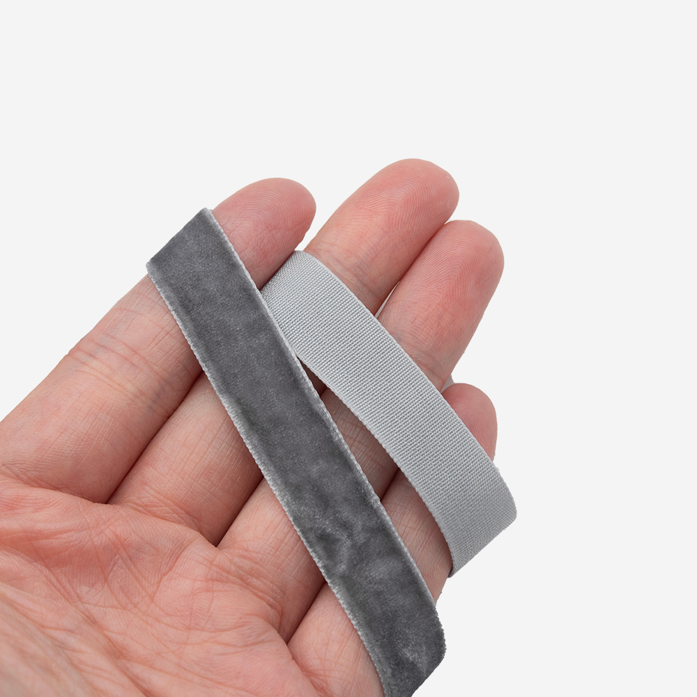 Лента бархатная, 12мм, оттенок "Серый"