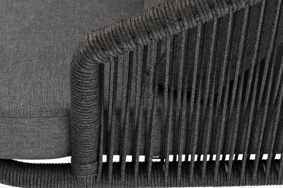 "Верона" кресло плетеное из роупа, каркас алюминий темно-серый (RAL7024) муар, роуп темно-серый круглый, ткань темно-серая 027 высота посадки 43,5 см