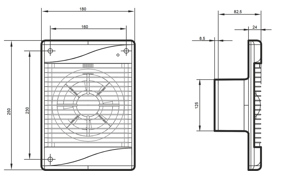 Накладной вентилятор Эра STANDARD 5 D 125