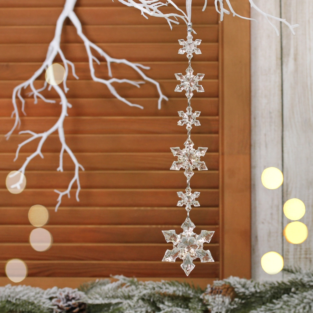 Подвеска «Хрустальные снежинки 26 см, Золото