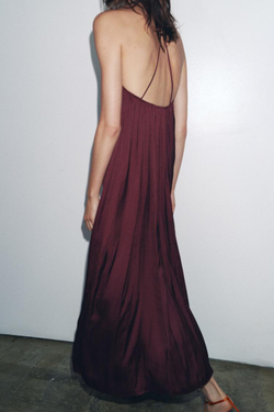 ZARA ПЛАТЬЕ МИДИ — ZW COLLECTION, КАШТАНОВЫЙ