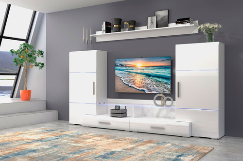 Домино Гостиная 2800*1400*450 белый/белый глянец