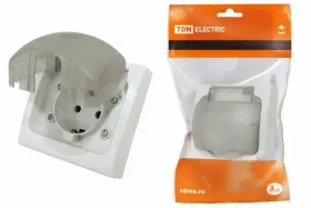 Розетка 2П+З СКРЫТОЙ УСТАНОВКИ IP54 16А серая "Вуокса" TDM SQ1803-0108