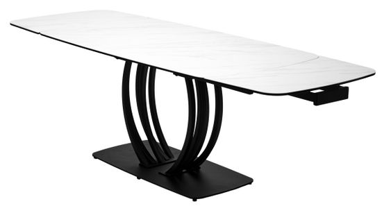 Стол MALTA 160 MARBLES KL-99 Белый мрамор матовый, итальянская керамика/ черный каркас