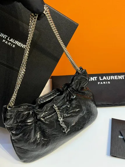 Кожаная сумка-хобо Saint Laurent Pacpac черный