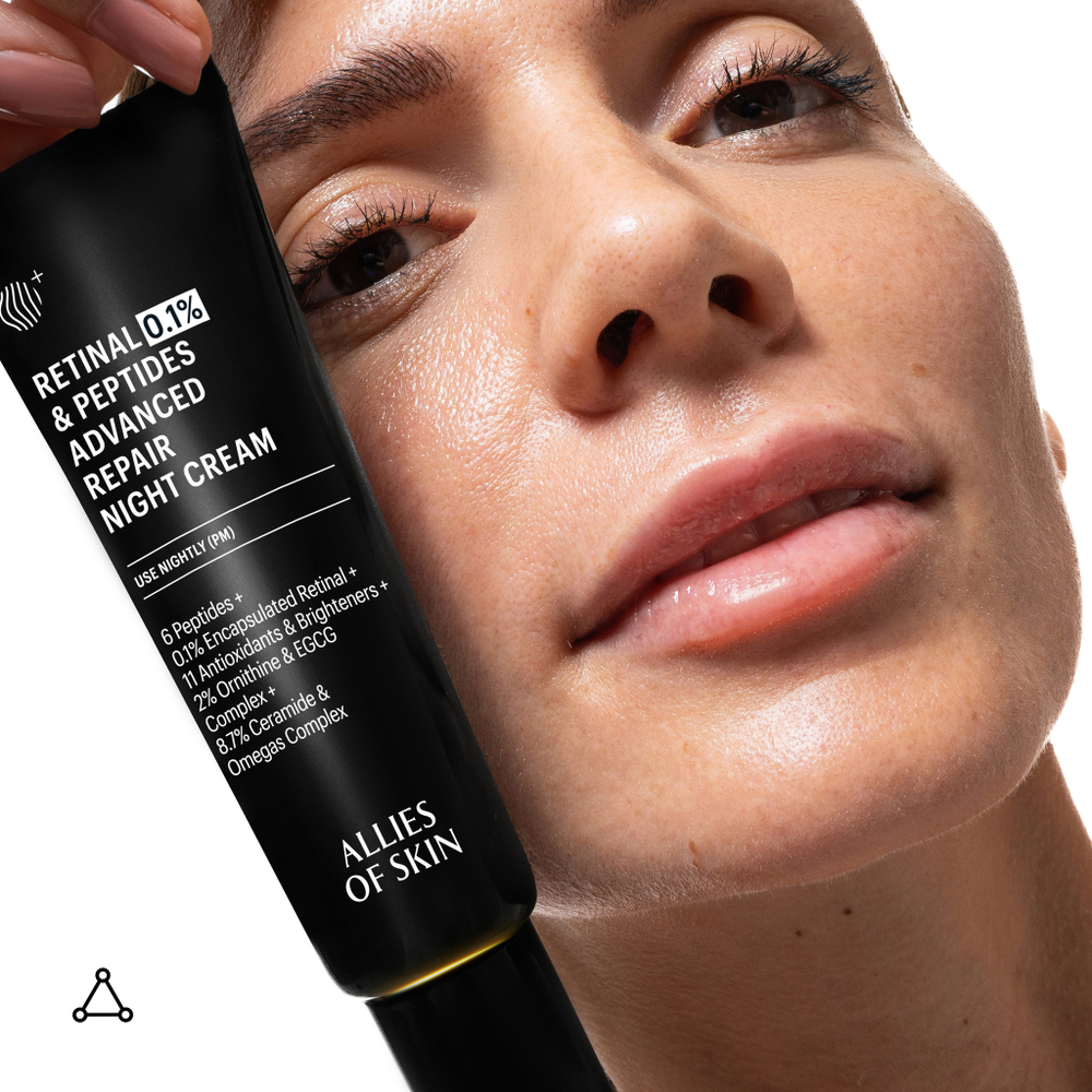 ALLIES OF SKIN Retinal 0,1% & Peptides Advanced Repair Night Cream Усиленный ночной восстанавливающий пептидный крем с 0,1% ретиналем, 48 мл