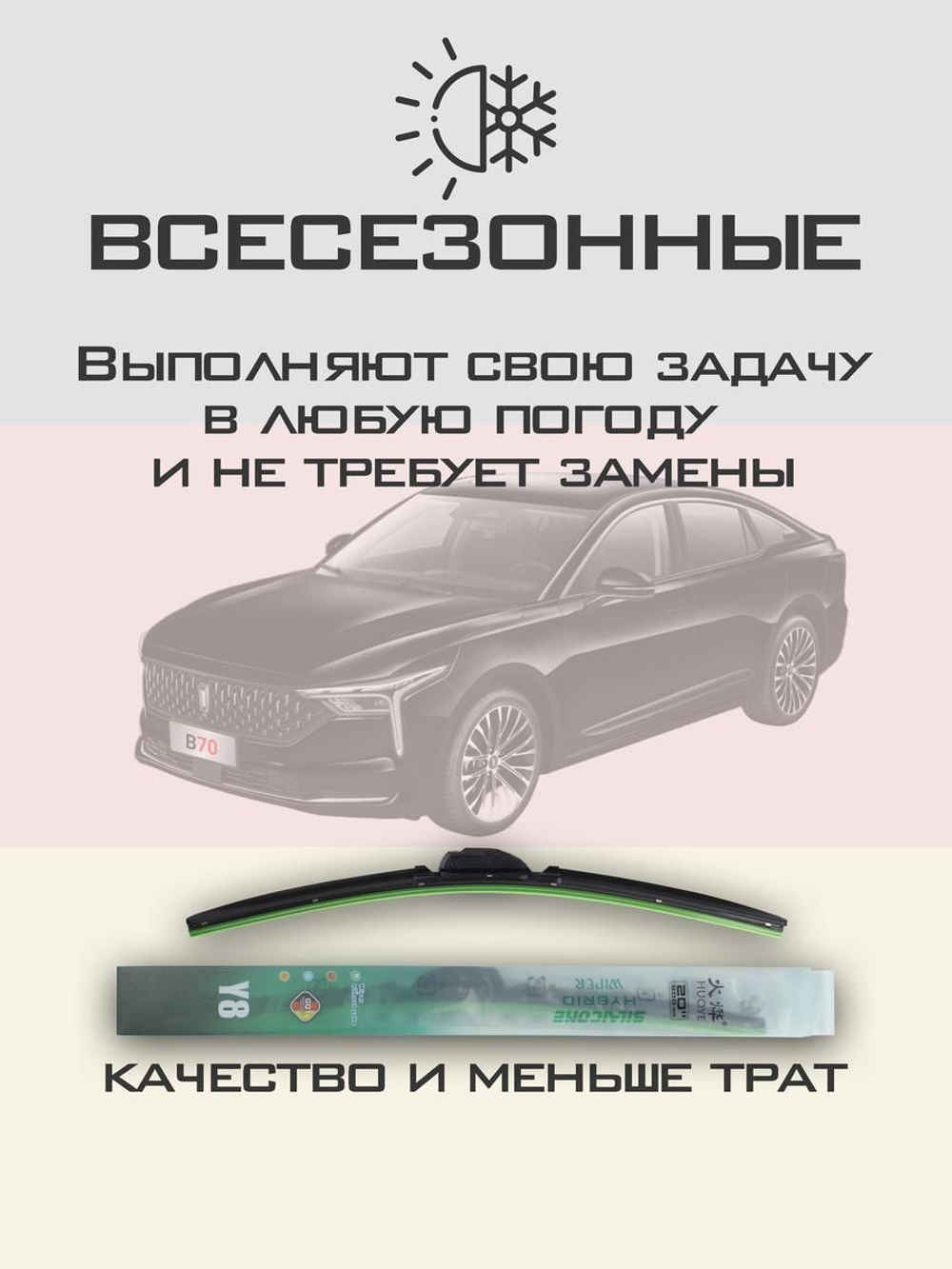 Щетки стеклоочистителя HUOYE Y8 600/450 мм на Dacia Duster | Hook/J-Hook