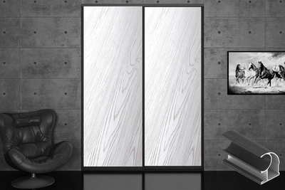 Дверь-купе 2850*600(700,800,900) мм, черный велюр, Белый премиум St38 EGGER